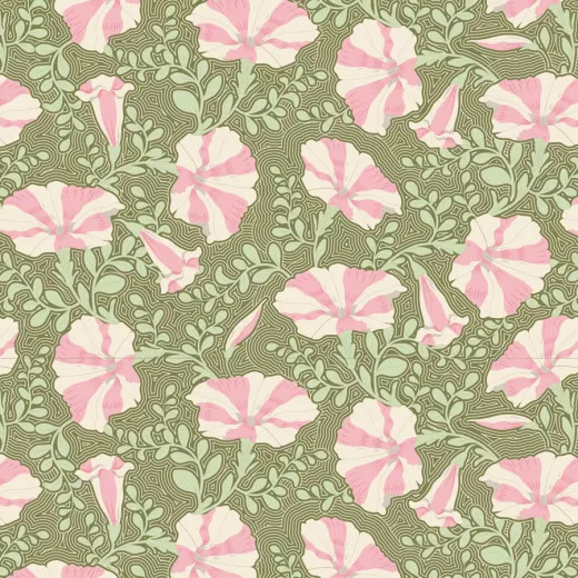 Tilda Fat Quarter - Gardenlife Striped Petunia Green