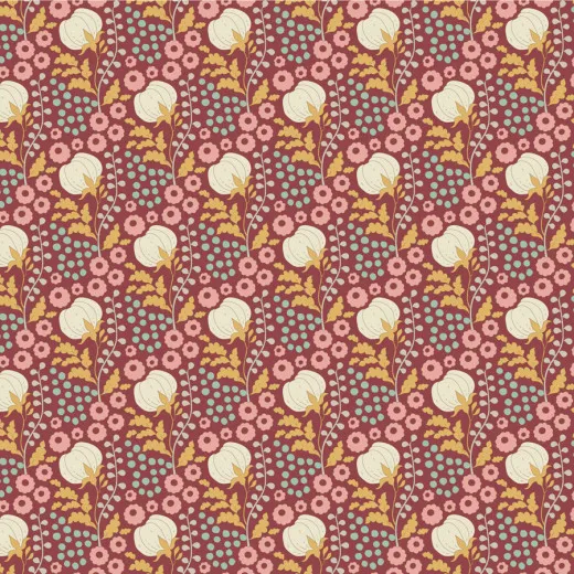 Tilda Baumwollstoff - Sanctuary - Cottonfield Maroon (Fat Quarter)