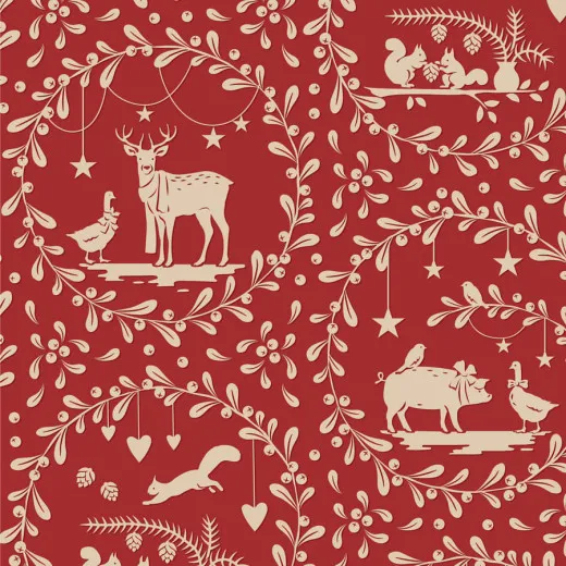 Tilda Baumwollstoff - Merry Little Christmas - Paperscenes Burgundy