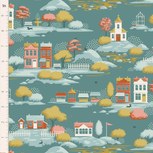 Tilda Baumwollstoff - Village Life - Blender Village Teal