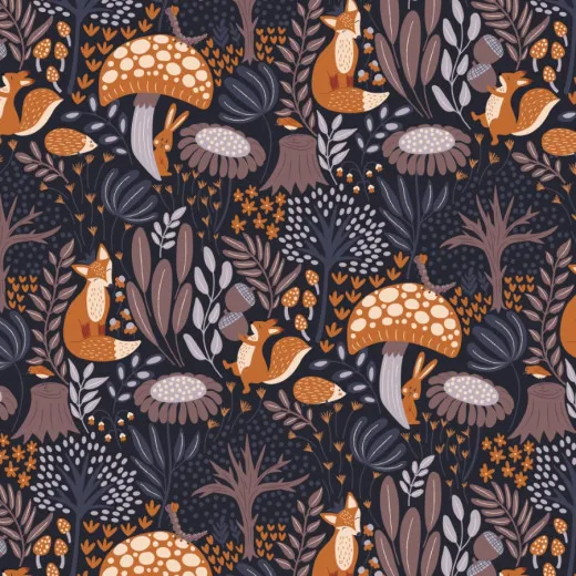 Cloud 9 Fabrics - Whimsical Forest Floor - Twilight Exploration - Midnight Cloud 9 Fabrics - Whimsical Forest Floor - Twilight Exploration - Midnight
