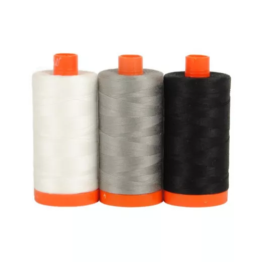 Aurifil 50wt Cotton Color Builder - Carrara Black White