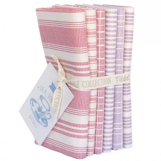 Tilda Fat Quarter Bundle - Tea Towel Basic red plum