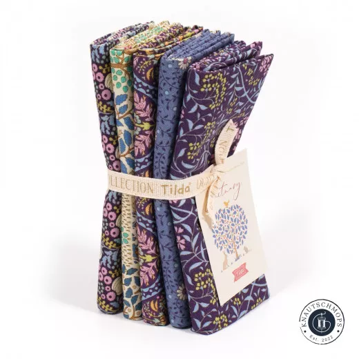 Tilda Fat Quarter Bundle - Sanctuary - Eggplant Blue