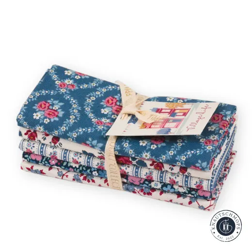 Tilda Fat Quarter Bundle - Village Life - Blue Tilda Fat Quarter Bundle - Village Life - Blue