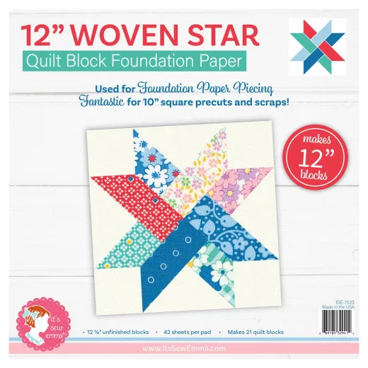 It's Sew Emma Quilt Block Foundation Paper (FPP) - Woven Star 12x12 inch - Kopie