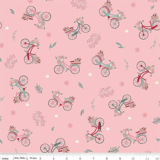 Riley Blake Baumwoll Designerstoff - Berry Market - Bicycles Frosting