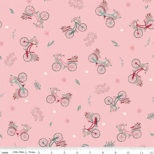 Riley Blake Baumwoll Designerstoff - Berry Market - Bicycles Frosting