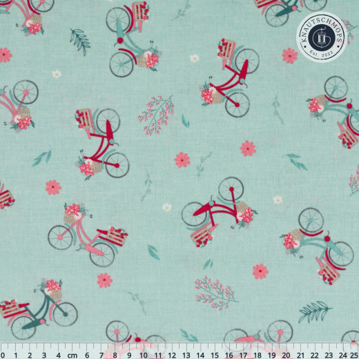 Riley Blake Baumwoll Designerstoff - Berry Market - Bicycles Mint