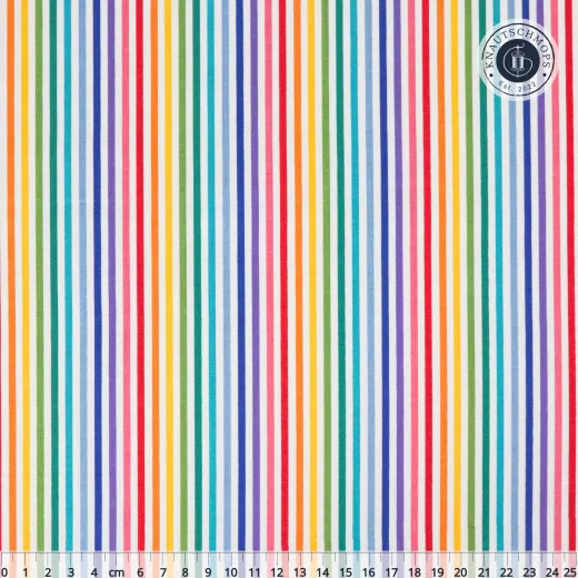 Riley Blake Baumwoll Designerstoff - 1/8 Stripe - Rainbow