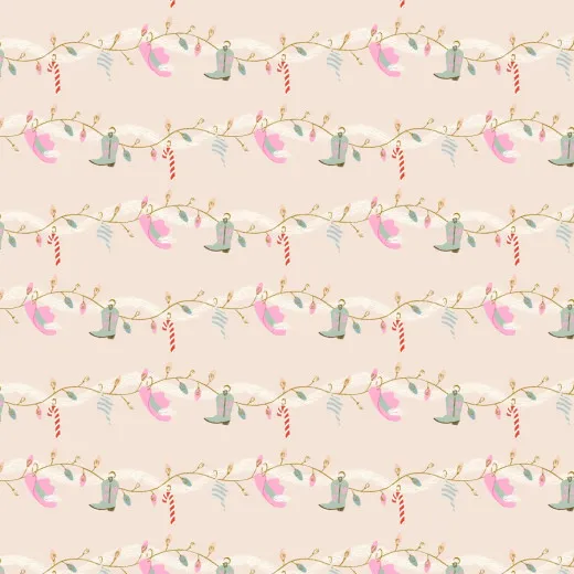 Cotton&Steel Fabrics - Yee-Haw Holidays - Giddy-Up Garland - There’S Snow Place Like Home Metallic