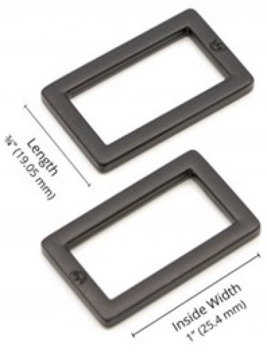 ByAnnie's - 1inch Rectangle Ring Flat - Black Metal