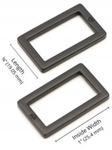 ByAnnie's - 1inch Rectangle Ring Flat - Black Metal