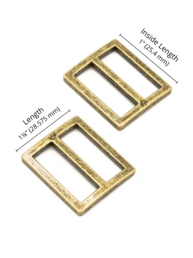 ByAnnie's - 1inch Slider - widemouth, flat - Antique Brass