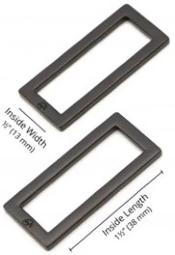 ByAnnie's - 1.5inch Rectangle Ring Flat - Black Metal