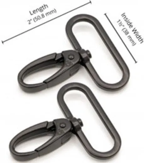 ByAnnie's - 1.5inch Swivel Snap Hook - Black metal (Drehbarer Karabinerhaken)