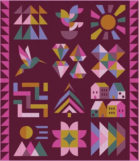 Hand + Soul 2027 Block of the Month – Quilt Kit „Jewel Grotto" Hand + Soul 2027 Block of the Month – Quilt Kit „Jewel Grotto"