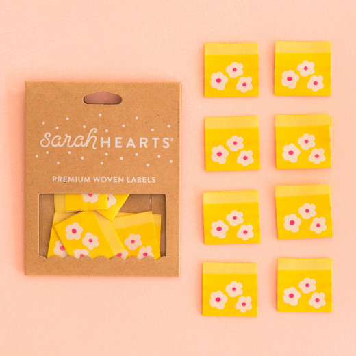 Sarah Hearts Label - Yellow Daisy