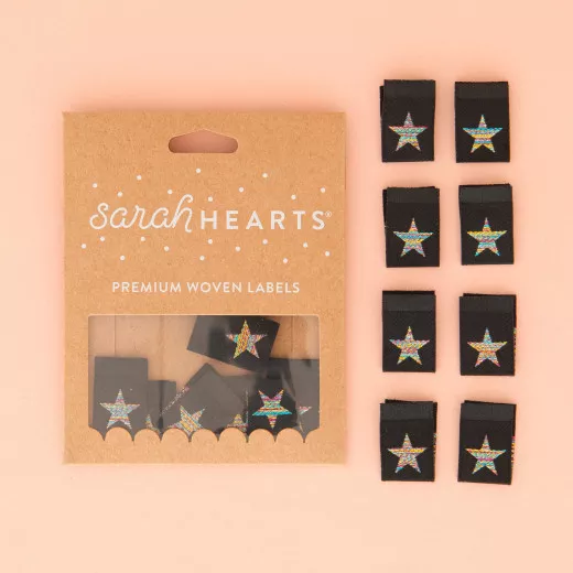 Sarah Hearts Label - Metallic Rainbow Star