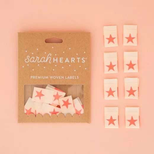 Sarah Hearts Label - neonpink Star