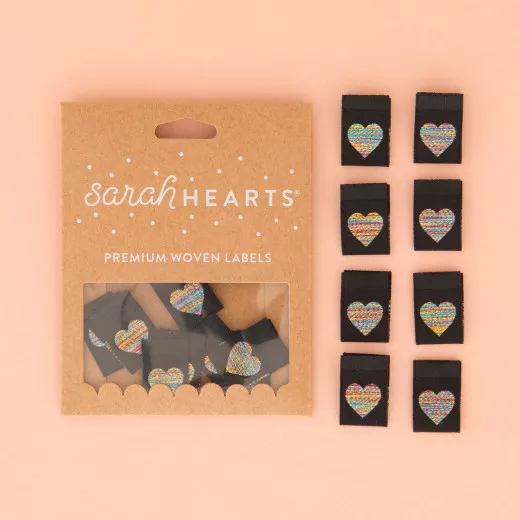 Sarah Hearts Label - Metallic Rainbow Heart