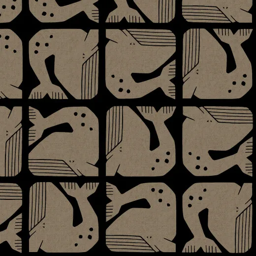 Cotton & Steel - By The Seaside II - Grumpy Whale - Black Unbleached Canvas Fabric Cotton & Steel - By The Seaside II - Grumpy Whale - Black Unbleached Canvas Fabric