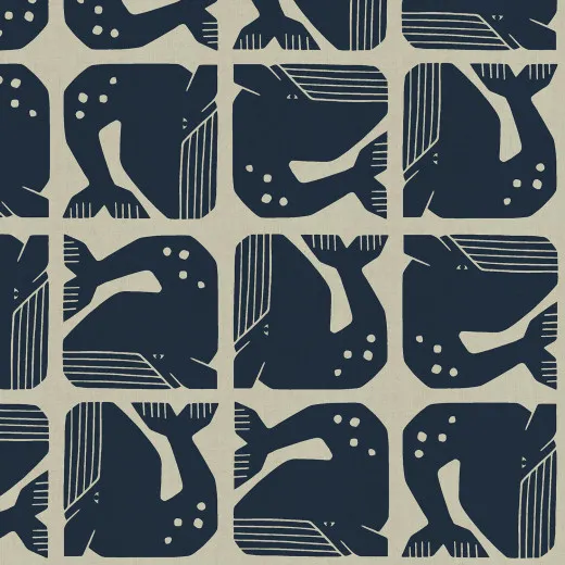 Cotton & Steel - By The Seaside II - Grumpy Whale - Blue-Gray Unbleached Fabric Cotton & Steel - By The Seaside II - Grumpy Whale - Blue-Gray Unbleached Fabric