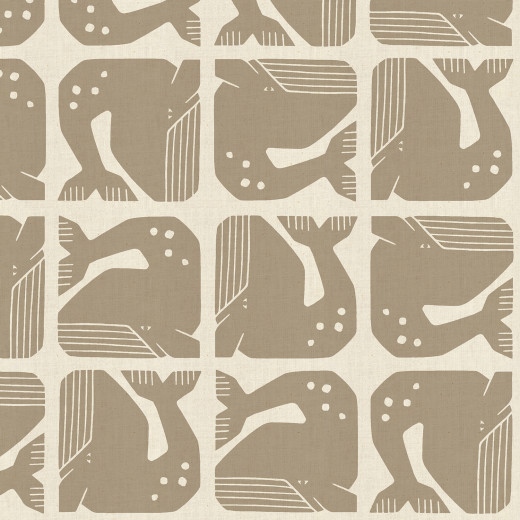 Cotton & Steel - By The Seaside II - Grumpy Whale - Gray Unbleached Fabric