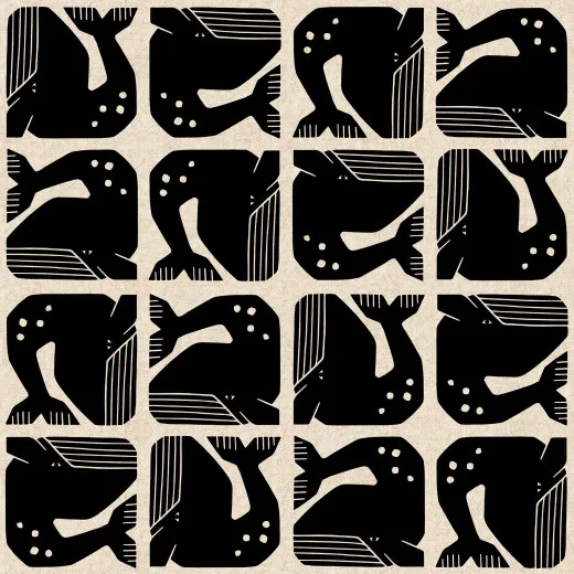 Cotton & Steel - By The Seaside II - Grumpy Whale - Night Sky Unbleached Canvas Fabric Cotton & Steel - By The Seaside II - Grumpy Whale - Night Sky Unbleached Canvas Fabric