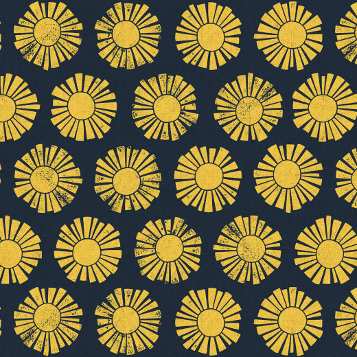Cotton & Steel - By The Seaside II - Sunshine - Navy Unbleached Canvas Fabric