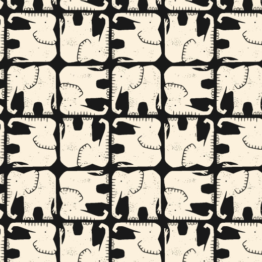 Cotton & Steel - Rising Sun - Jolly Elephant - Black Fabric