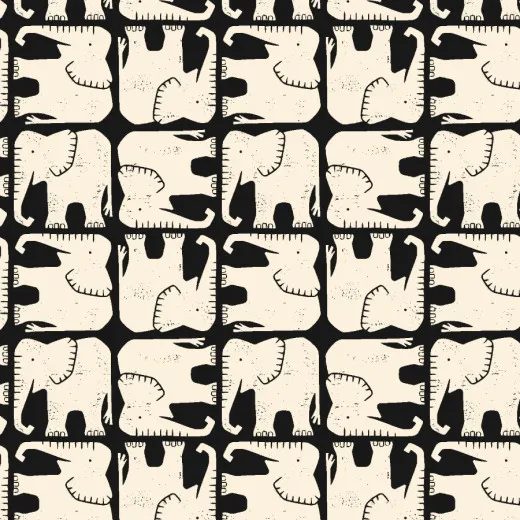 Cotton & Steel - Rising Sun - Jolly Elephant - Black Fabric Cotton & Steel - Rising Sun - Jolly Elephant - Black Fabric