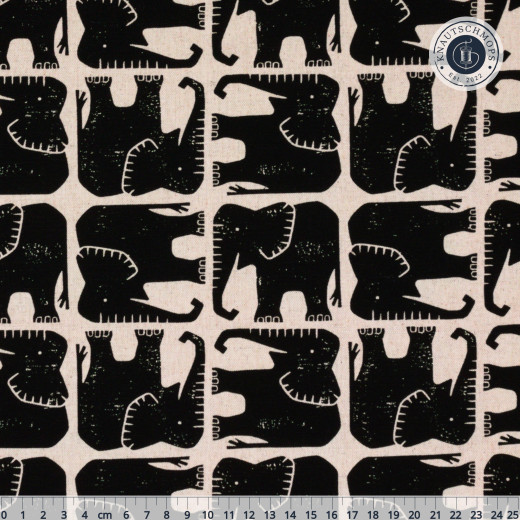 Cotton & Steel - Rising Sun - Jolly Elephant - Black Unbleached Canvas Fabric