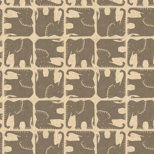 Cotton & Steel - Rising Sun - Jolly Elephant - Elephant Gray Unbleached Canvas Fabric