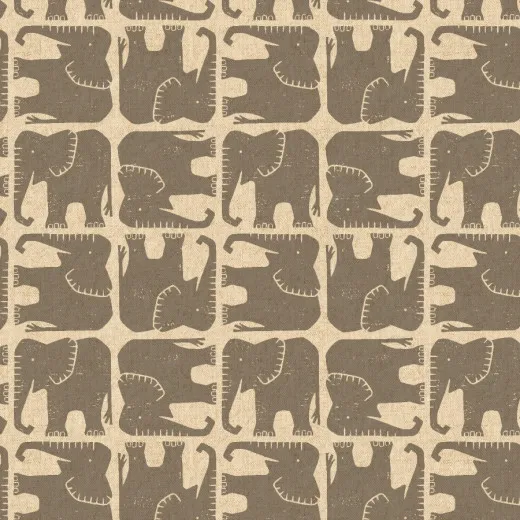 Cotton & Steel - Rising Sun - Jolly Elephant - Elephant Gray Unbleached Canvas Fabric