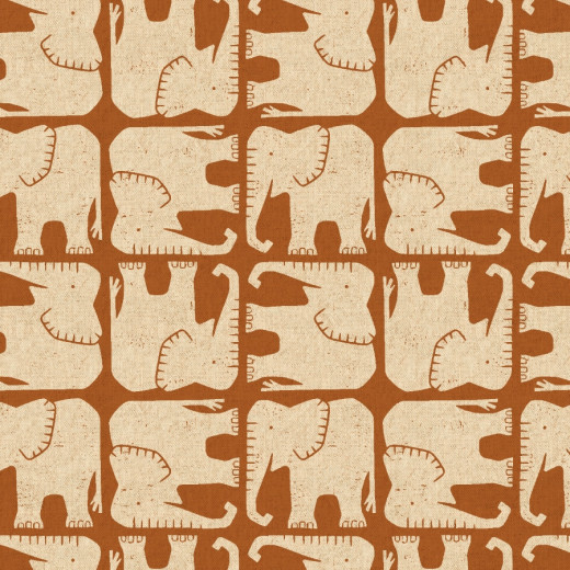 Cotton & Steel - Rising Sun - Jolly Elephant - Umber Unbleached Canvas Fabric