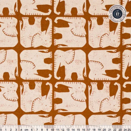 Cotton & Steel - Rising Sun - Jolly Elephant - Umber Unbleached Canvas Fabric Cotton & Steel - Rising Sun - Jolly Elephant - Umber Unbleached Canvas Fabric