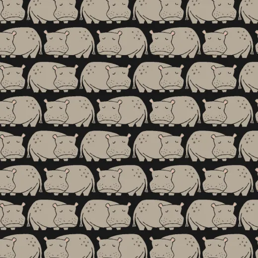 Cotton & Steel - Rising Sun - Weary Hippo - Black Fabric Cotton & Steel - Rising Sun - Weary Hippo - Black Fabric
