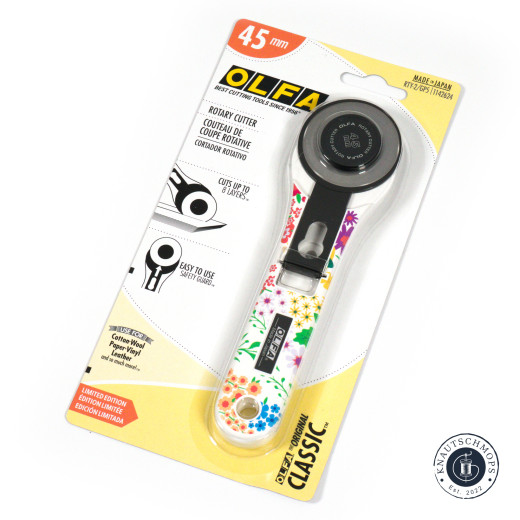 OLFA Classic Straight Handle Rotary Cutter 45mm - Floral