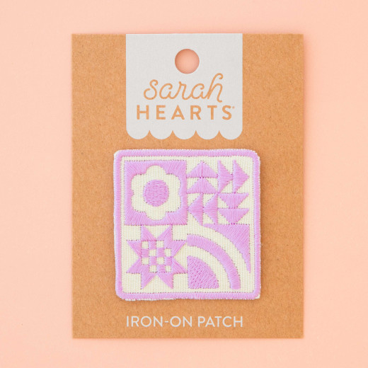 Sarah Hearts Aufnäher zum Aufbügeln - Lavender Quilt Block