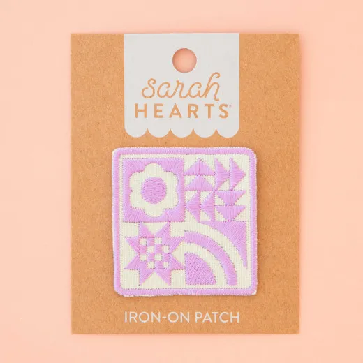 Sarah Hearts Aufnäher zum Aufbügeln - Lavender Quilt Block