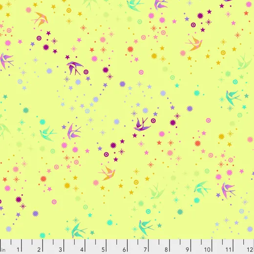 Tula Pink Baumwoll Designerstoff - Tula's True Colors - Fairy Dust - Lime