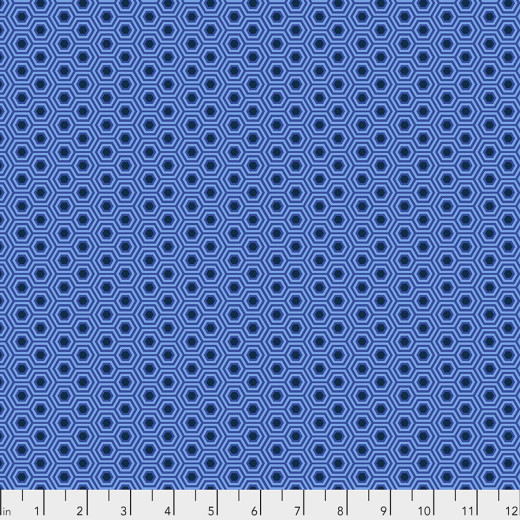 Tula Pink Baumwollstoff - True Colors - Hexy Rainbow - Deep Sea