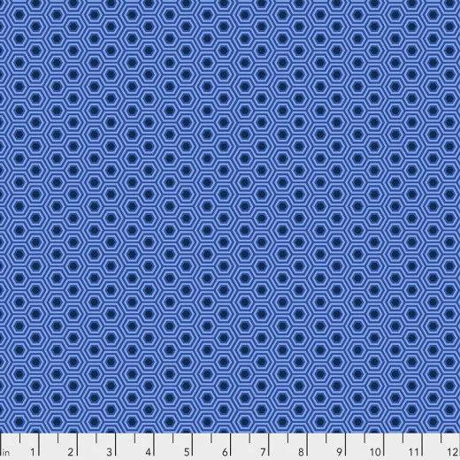 Tula Pink Baumwollstoff - True Colors - Hexy Rainbow - Deep Sea