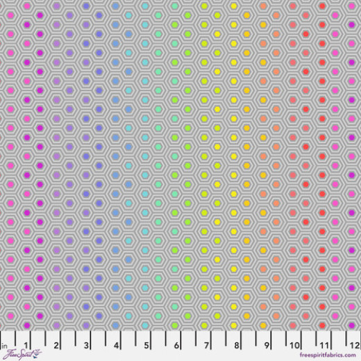 Tula Pink Baumwollstoff - True Colors - Hexy Rainbow - Dove