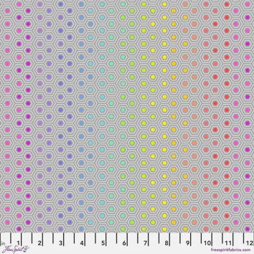 Tula Pink Baumwollstoff - True Colors - Hexy Rainbow - Dove