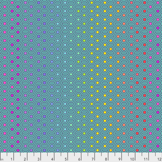 Tula Pink Baumwollstoff - True Colors - Hexy Rainbow - Peacock