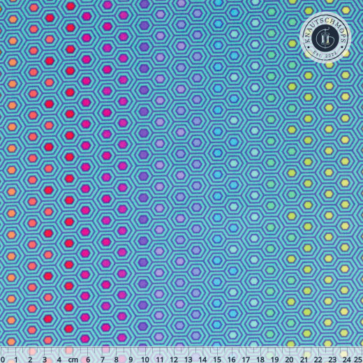 Tula Pink Baumwollstoff - True Colors - Hexy Rainbow - Peacock