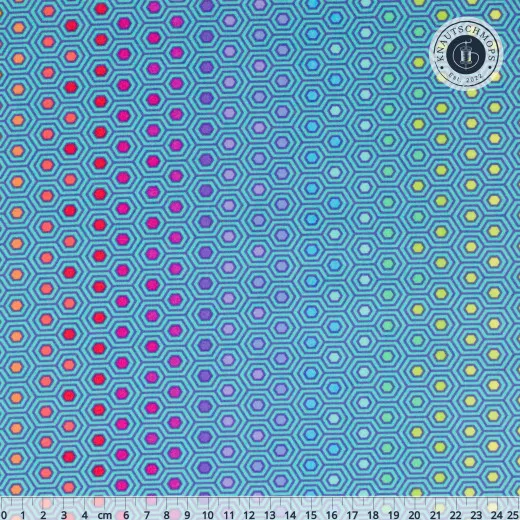 Tula Pink Baumwollstoff - True Colors - Hexy Rainbow - Peacock