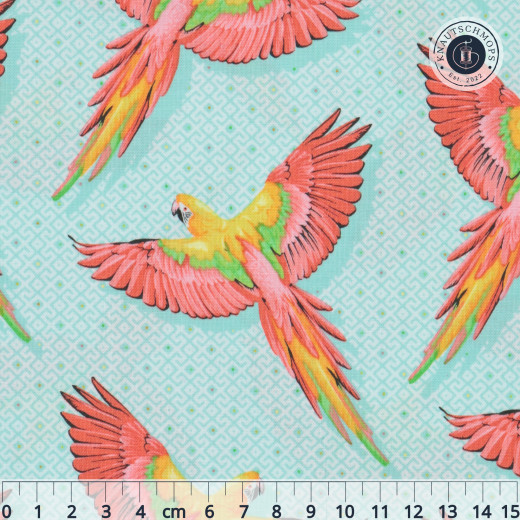 Tula Pink Baumwollstoff - Daydreamer Macaw Ya Later - Mango (45cm-Rest)